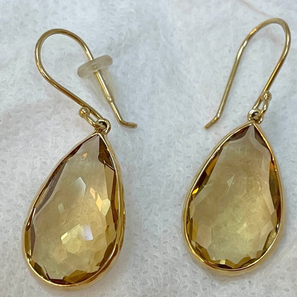 $2095 Ippolita Rock Candy 18K Yellow Gold Pale Citrine Medium Teardrop Earrings